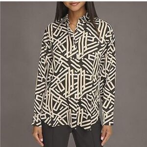 Karl Lagerfeld Black and White Oversized Graphic Blouse